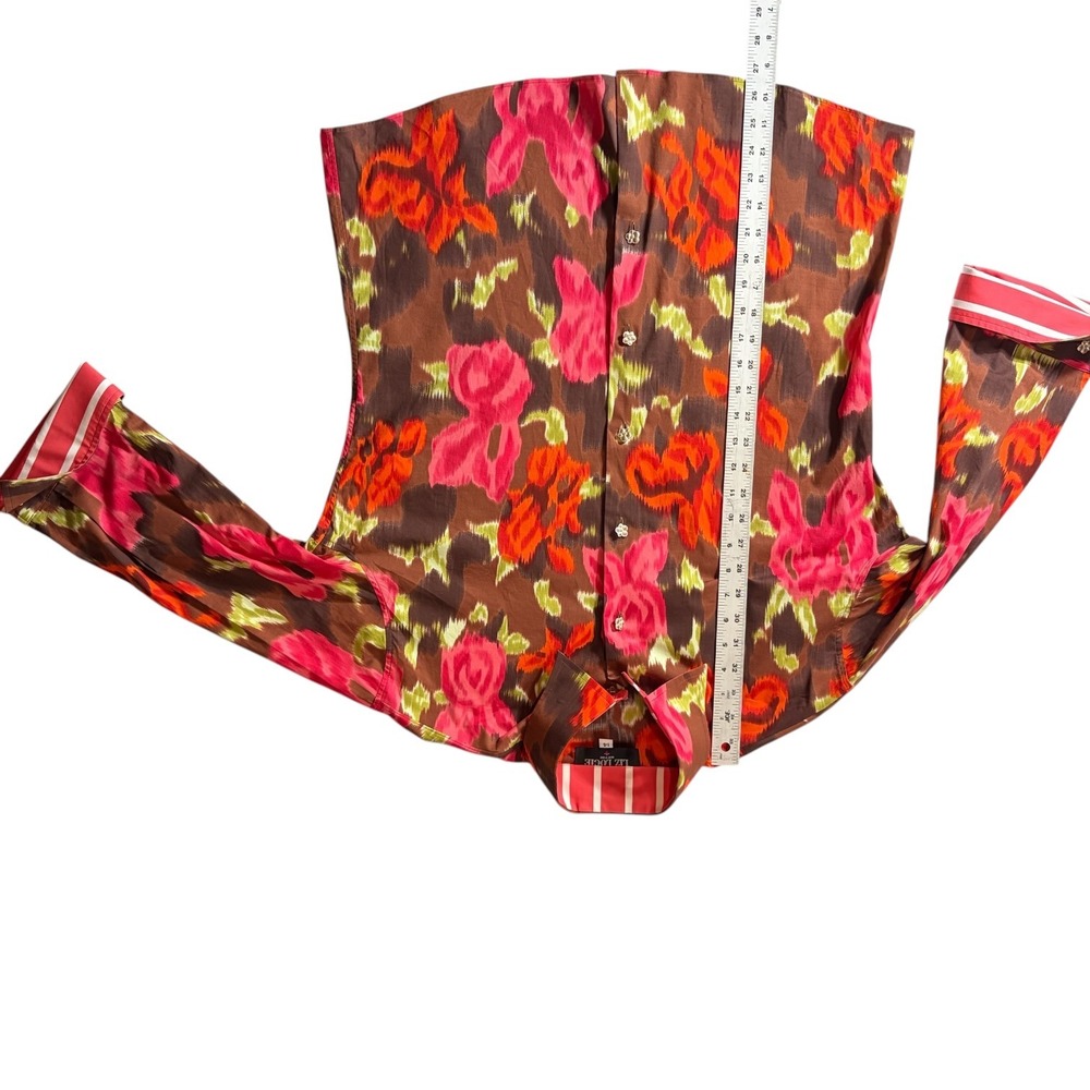 Liz‎ Locke New York Floral Button Front Blouse Size 14 Made in USA - Picture 4 of 8
